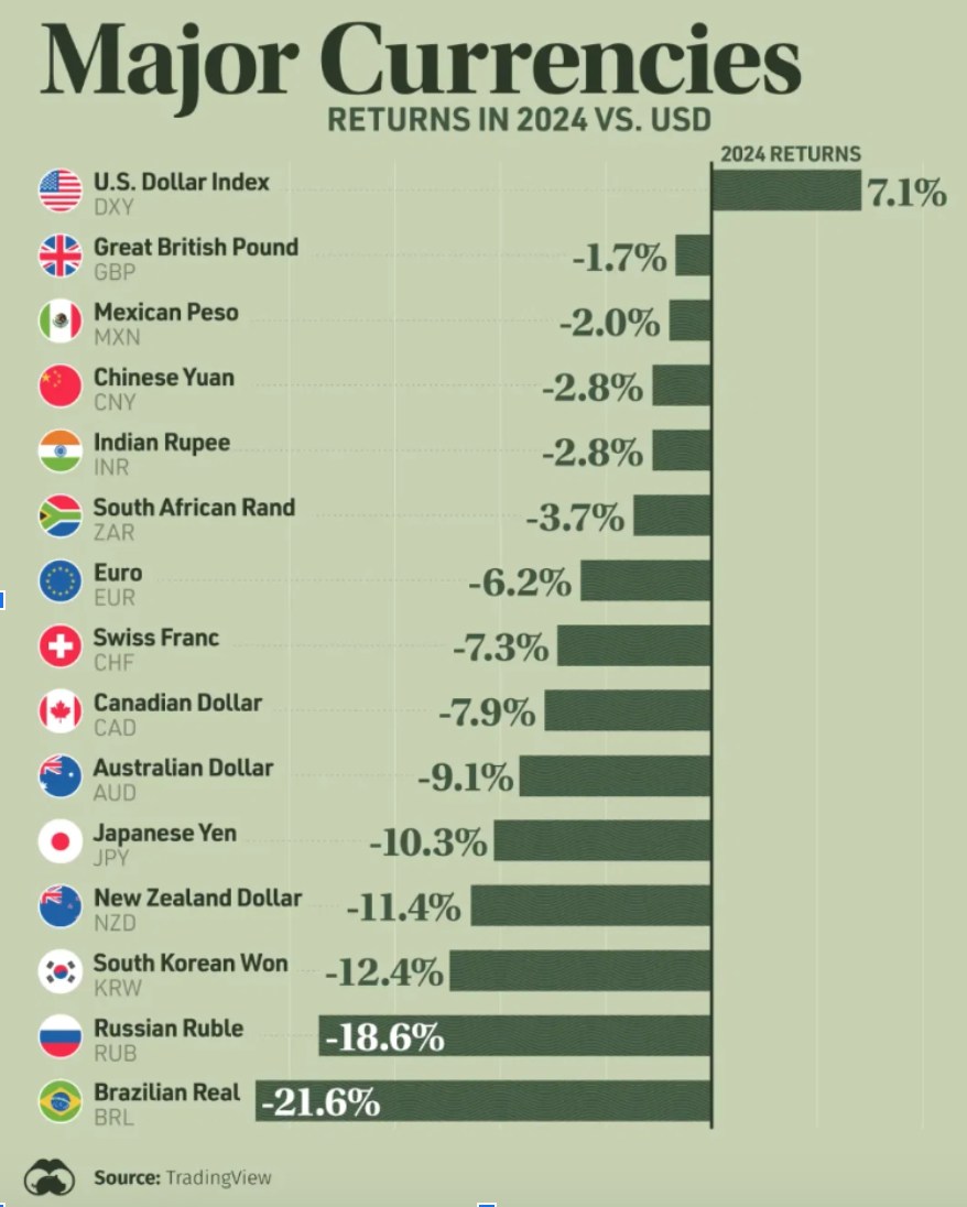 2024年漲幅最大的貨幣對回顧 2024年漲幅最大的貨幣對回顧