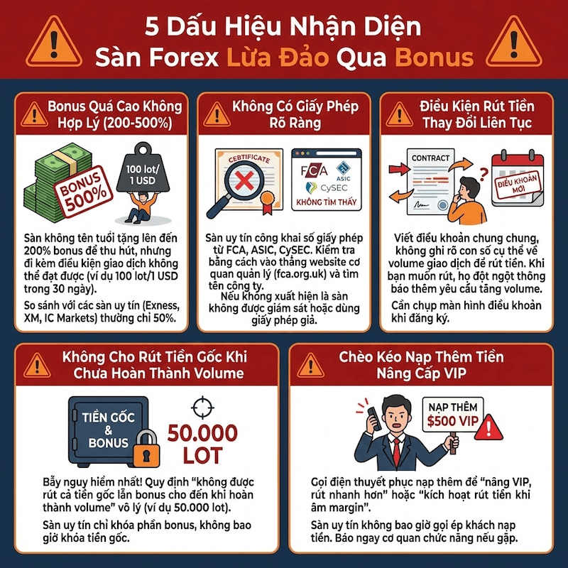 5 Dấu Hiệu Nhận Diện Sàn Forex Lừa Đảo Qua Bonus