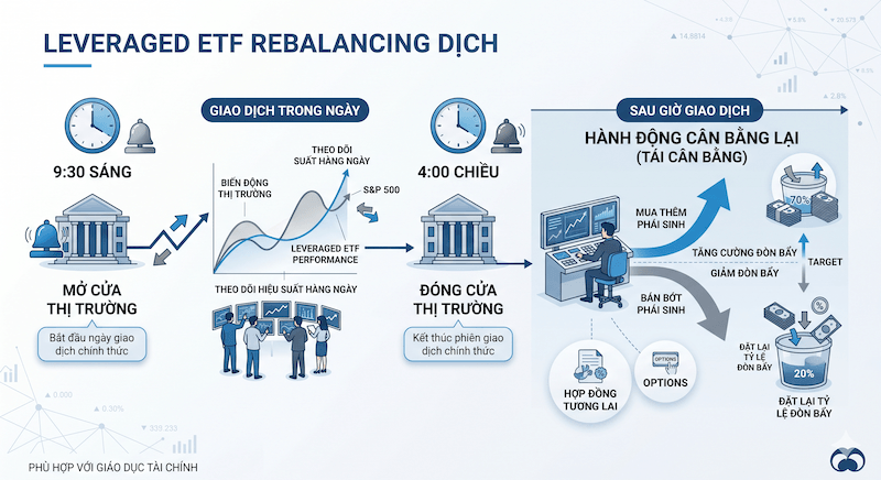 Biểu đồ minh họa Daily Rebalancing (Cân bằng lại hàng ngày)